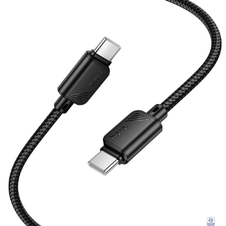 HOCO Кабель USB2.0 Hoco Type-C/Type-C, 3А, 60Вт, нейлоновая оплетка, X113, 1м, черный, коробка