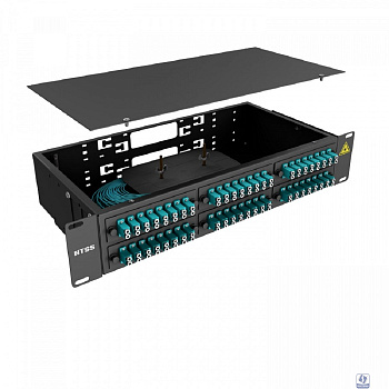 NTSS Кросс 19" NTSS PREMIUM, предсобранный 2U, 32 порта LC/UPC duplex, 50/125 мкм ОМ3, (розетки, сплайс 2шт, КДЗС, пигтейлы), черный, RAL9005 NTSS-RFOB-PM-2U-32-2LC/U-503-SP1.5G1A-BL