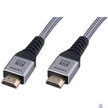 Cablexpert Кабель HDMI 19M/19M, v2.2, 16K, медь, тройной экран, нейлон, 1м, серый, коробка (CCP-HDMI16K-1M)
