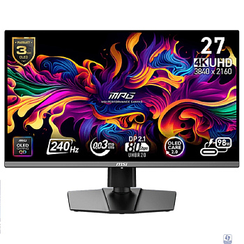 Монитор MSI 26.5" MPG 272URX QD-OLED черный QD OLED LED 16:9 HDMI матовая HAS Piv 1500000:1 250cd 178гр/178гр 3840x2160 240Hz G-Sync DP 4K USB 8кг