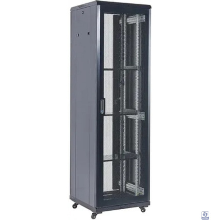 Rexant (04-4266-232) Шкаф телекоммуникационный напольный 42U 600х800мм пер.дв.перфор. металл 2 бок.пан. направл.под винты 800кг черный 230град. IP20 сталь