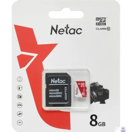 Micro SecureDigital 8GB Netac P500 ECO <NT02P500ECO-008G-R>  (с SD адаптером)