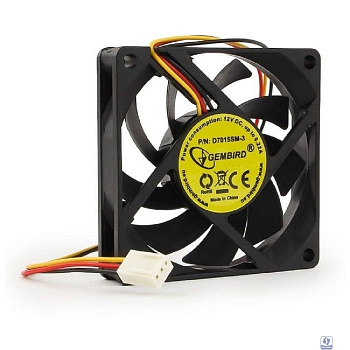 Gembird Вентилятор 70x70x15, втулка, 3pin, провод 25см [D7015SM-3]