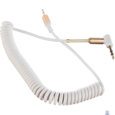 Кабель аудио (угловой) спиральный Cablexpert CCAB-02-35MMLC-1.8MW. 3.5 джек (M)/3.5 джек (M), белый, 1.8м, блистер