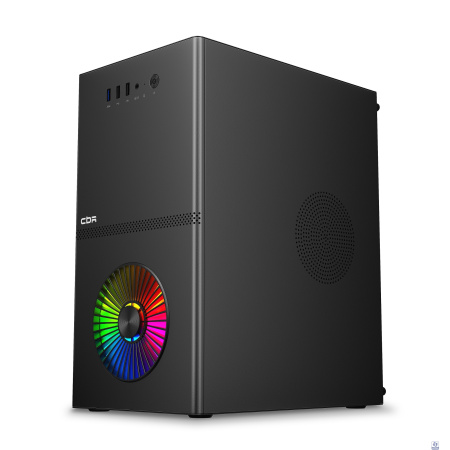 CBR Корпус mATX Minitower V867, без БП, 1*USB 3.0, 2*USB 2.0, HD Audio+Mic, Rainbow Fan, Black [PCC-MATX-V867-WPSU]
