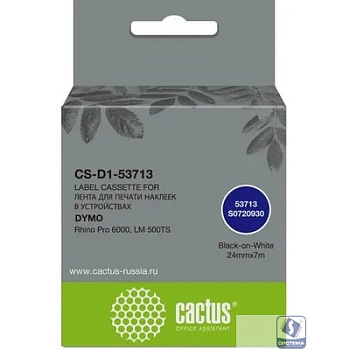 Картридж ленточный Cactus CS-D1-53713 53713 для Dymo Rhino Pro 6000, LM 500TS