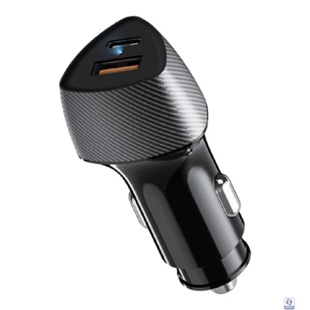 Rexant (16-0241) Автомобильное зарядное устройство c двумя портами (USB-A QC 3.0 + USB-C PD) со световой индикацией, 20Вт, черное 