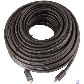 Кабель аудио-видео LAZSO WH-111 HDMI (m)/HDMI (m) 35м. позолоч.конт. черный (WH-111(35M))