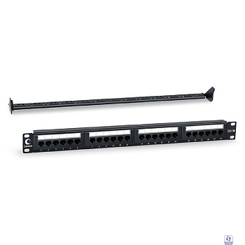 Cabeus PL-24-Cat.5e-Dual IDC Патч-панель 19" (1U), 24 порта RJ-45, категория 5e, Dual IDC, с задним кабельным  организатором
