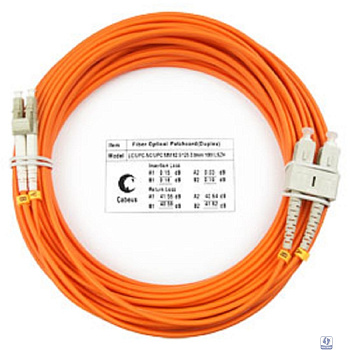 Cabeus FOP-62-LC-SC-15m Шнур оптический duplex LC-SC 62,5/125 mm 15м LSZH