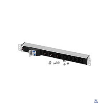 REM Блок розеток Rem-32 с авт., 3 Schuko, 5 IEC 60320 C13, 32А, алюм., 19", колодка (R-32-3S-5C13-A-440-K)