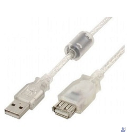 Cablexpert Кабель удлинитель USB2.0 Pro, AM/AF, 0,75м, экран, 2 феррит.кольца, прозрачный (CCF-USB2-AMAF-TR-0.75M)