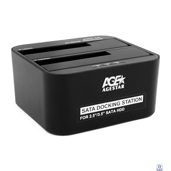 AgeStar 3UBT6-6G Докстанция 2x2.5"/3.5" SATA HDD/SSD AgeStar 3UBT6-6G, USB3.0, пластик, черный, UASP