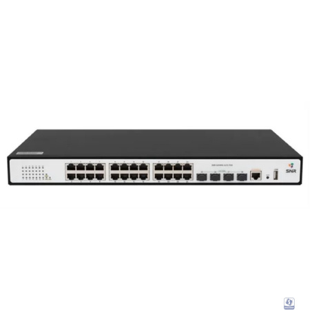 SNR SNR-S2989G-24TX-POE Управляемый PoE коммутатор уровня 2+, 24 порта 10/100/1000Base-T, 4 порта 1/10G SFP+, бюджет PoE 370 Вт, VSF HA, встроенный БП ~220V AC