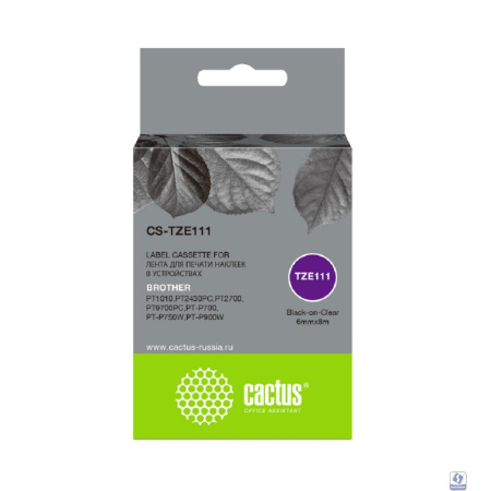 Картридж ленточный Cactus CS-TZE111 черный для Brother 1010/1280/1280VP/2700VP