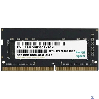 Apacer DDR4 SODIMM 8GB 3200MHz  (PC4-25600) CL22 1.2V (Retail) 1024*8  3 years (AS08GGB32CSYBGH/ES.08G21.GSH)