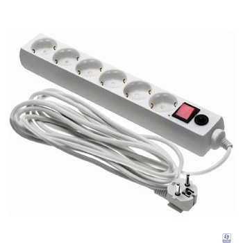 BURO Сетевой фильтр, 6 розеток, 5 метров, (600SH-16-5-W), белый (коробка) 