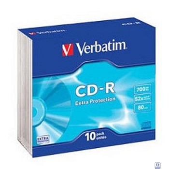 Verbatim Диски CD-R  700Mb 48-х/52-х (Slim case, 10шт.) [43415]