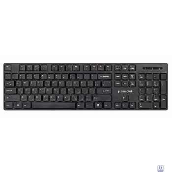 Клавиатура беспроводная Gembird KBW-250, 104кл, 12Fn, низкий профиль, 2.4 ГГц, черная	