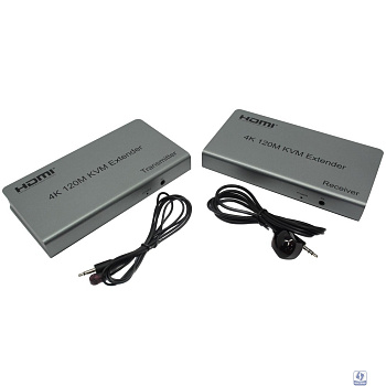 ORIENT VE051, HDMI KVM extender, HDMI+USB+Audio удлинитель до 120 м по витой паре Cat5e/6, HDMI 1.4, 4K@30Hz/1080p@60Hz, HDCP, передача ИК сигнала управления, пит. от вн.БП 5В/1А, метал.корп.(31068) 