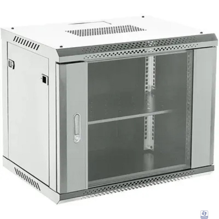 Rexant (04-0954-111) Настенный телекоммуникационный шкаф 19" 9U 550?400мм, дверь стекло, с задней стенкой, разборный, серый (RAL 7035)