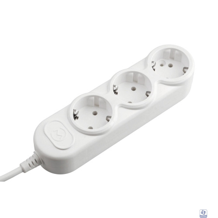 PowerCube Удлинитель (PPC-3-1,5М) 1.5м, 3 розетки, 10А, без выключателя, белый