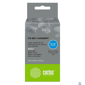 Картридж ленточный Cactus CS-M21-500595WT черный для Brady BMP21-PLUS, BMP21-LAB