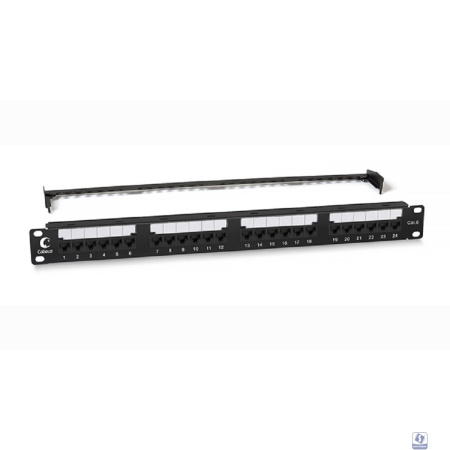 Cabeus PL2-24-Cat.6-Dual IDC Патч-панель 19" (1U), 24 порта RJ-45, категория 6, Dual IDC, с задним кабельным организатором,