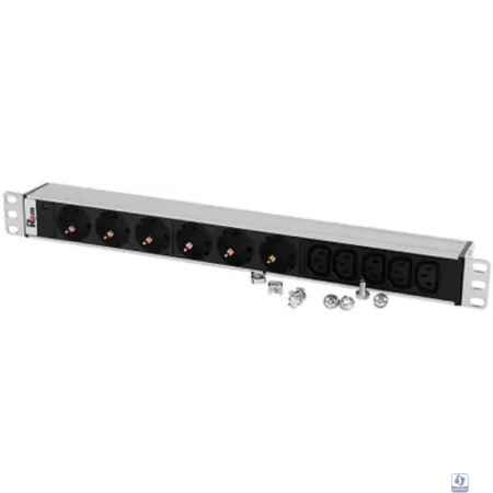 REM Блок розеток Rem-10 без шнура с инд., 6 Schuko, 5 IEC 60320 C13, вход IEC 60320 C14, 10A, алюм., 19" (R-10-6S-5C13-I-440-Z)