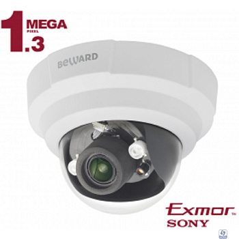 BEWARD B1510DR Купольная IP-камера 1.3Мп, 1/3'' КМОП SONY Exmor, объектив 2.7-12мм, ИК-подсветка до 10м, microSDHC (до 32 ГБ), поддержка сервиса CamDrive
