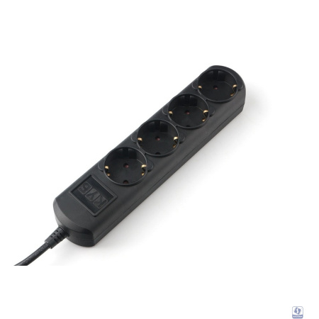 PowerCube Удлинитель (PC-1B-3M) 3.0м, 4 розетки, 10А, без выключателя, черный графит