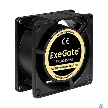 Exegate EX288997RUS Вентилятор 220В ExeGate EX08025BAL (80x80x25 мм, 2-Ball (двойной шарикоподшипник), подводящий провод 30 см, 2600RPM, 32dBA)
