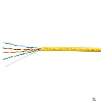 Cabeus UTP-4P-Cat.5e-SOLID-YL Кабель витая пара UTP (U/UTP), категория 5e, 4 пары (24 AWG), одножильный, PVC нг(А)-LS, желтый (305 м)