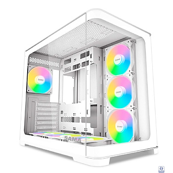 Case SAMA V60 White, Midi-Tower, TG, 7x120mm ARGB, 2xUSB 3.0 + 1xUSB 3.1 Type-C, ATX, mATX, mITX White