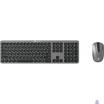 Клавиатура + мышь Oklick 300M клав:серый мышь:серый/черный USB беспроводная slim [1488402]