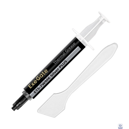 Exegate EX296087RUS Термопаста ExeGate ETS-7WMK Silver PLUS (7,2 Вт/(м•К), 1.5г, шприц с лопаткой)