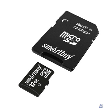 Micro SDHC карта памяти Smartbuy 32GB Class 10 (с адаптером SD) (SB32GBSDCL10-01LE)