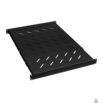 Полка Cabeus SH-J018-SS-600-100KG-BK 19" перфорированная глубиной 600-1000 мм для напольных шкафов и открытых стоек, усиленная до 100кг, цвет черный