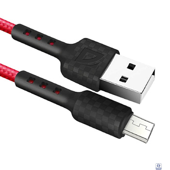 Defender USB кабель F181 Micro, red, 1м, 2.4А, нейлон, пакет (87115RED)