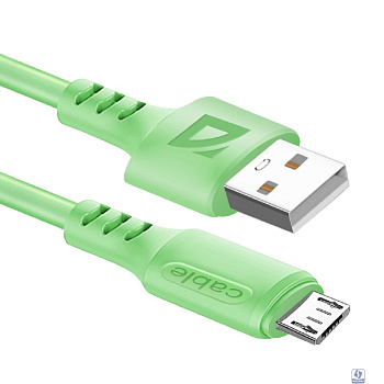 Defender USB кабель F207 Micro, green, 1м,2.4А,силикон, пакет (87108GRN)