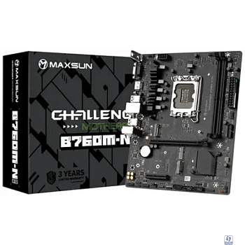 MAXSUN MS-Challenger B760M-N D5 V2 (Socket 1700, mATX, 2*DDR5, VGA/HDMI, 3*SATA3, 2*M.2, 1xPCI-E x16 /1xPCI-E x4, 4*USB 2.0,  2*USB 3.2 Gen1 , LAN 1*1G,  RTL)