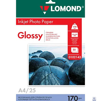 LOMOND 0102143  Фотобумага односторонняя глянцевая А4, 170г/м2, 25 листов