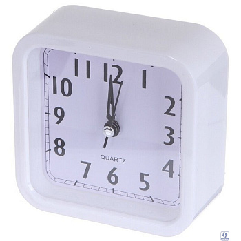 Perfeo Quartz часы-будильник "PF-TC-019", квадратные 10*10 см, белые