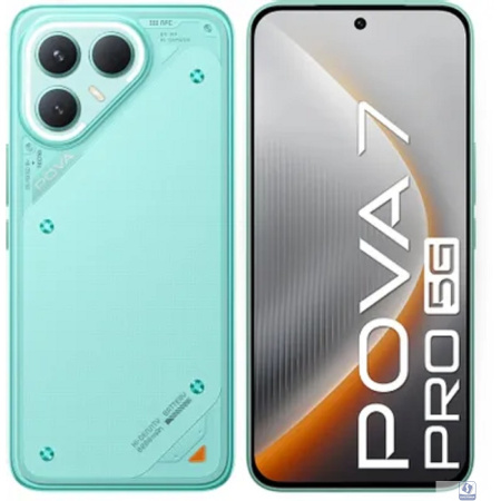 Tecno Pova 7 Pro 5G 256Gb 12Gb зеленый моноблок 3G 4G 2Sim 6.78" 1224x2720 Android 15 64Mpix 802.11 a/b/g/n/ac/ax NFC GPS GSM900/1800 Protect