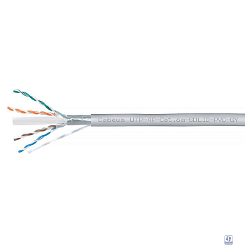 Cabeus UTP-4P-Cat.6a-SOLID-PVC-GY Кабель витая пара UTP (U/UTP), категория 6A, 4 пары (23 AWG), одножильный, PVC нг(А)-LS, серый (305 м)