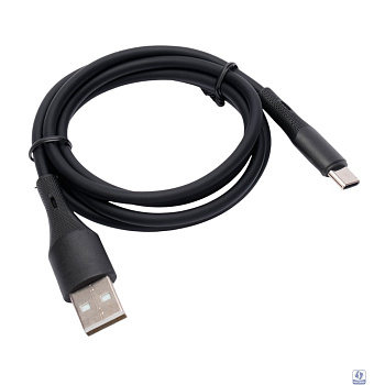 Cablexpert Кабель USB2.0 AM/Type-C, 3А, 18Вт, QC3.0, силиконовый, медь, 1м, черный, пакет (CC-USB2S-AMCM-1M-BK)