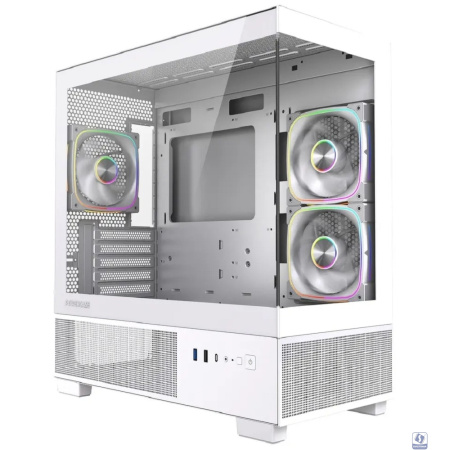 Powercase Корпус Vision Micro S3W, Tempered Glass, Type-C, 3x 120mm ARGB PWM Fan, белый, mATX  (CVMMSW-A3)