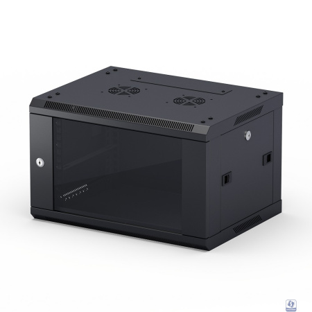 NEOMAX Шкаф телекоммуникационный   настенный 9U (600х450), стеклянная дверь, замок-ключ (3 шт), разборный, цвет черный (1 коробка)[NCB-WM9U-6045GK3-100-BK]