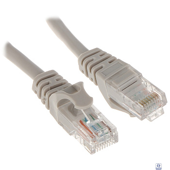 Патч-корд Bion [BPC-U5E181-3M] U/UTP, Cat.5e, AWG 26 (7/0,16мм), многожильный, PVC, 3м, серый, 100% медь