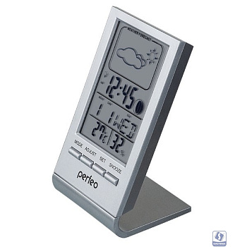 Perfeo Часы-метеостанция "Angle", серебряный, (PF-S2092) время, температура, влажность, дата